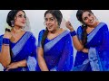 Shamna Kassim In Blue Saree Photoshoot