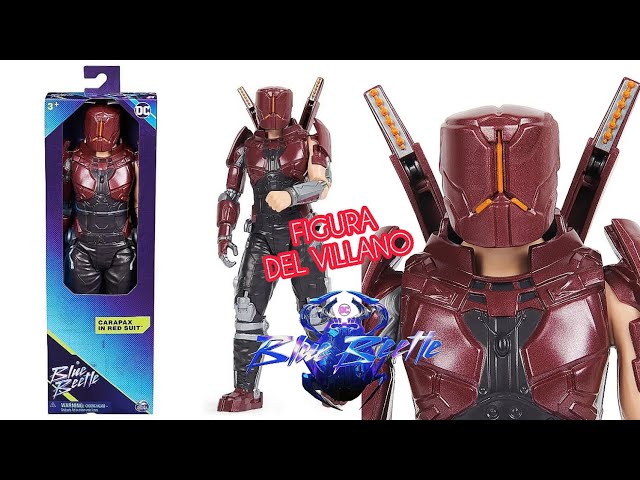 Vídeo relacionado con DC Comics, Carapax - Figura de acción, traje rojo, 12 pulgadas, escultura detallada, figura de superhéroe coleccionable de la película Blue Beetle, juguetes para niños y niñas, a partir de 3 años