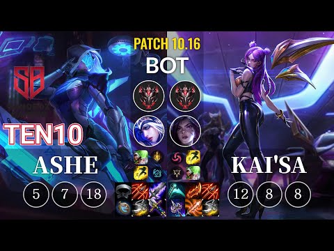 SB Ten10 Ashe vs Kai'Sa Bot - KR Patch 10.16