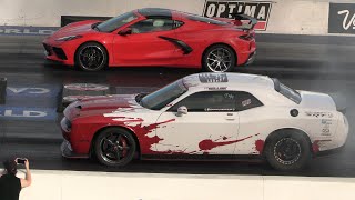 C8 Corvette vs Hellcat Redeye - drag racing