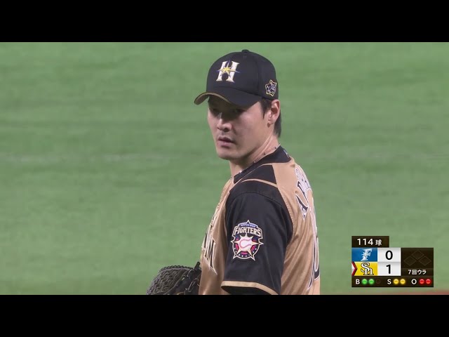 【7回裏】ファイターズ・有原 7回1失点の粘りのピッチングでマウンドを降りる!! 2020/8/29 H-F