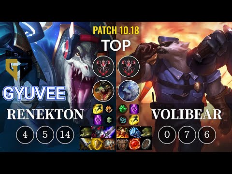 GEN gyuvee Renekton vs Volibear Top - KR Patch 10.18