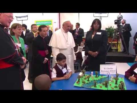 Click to Watch the Pope Francis arrived at Our Lady Queen of Angels School in East Harlem to students' cries of excitement video