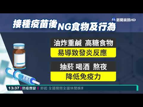 接種後得忌口 油炸高糖易致身體發炎
