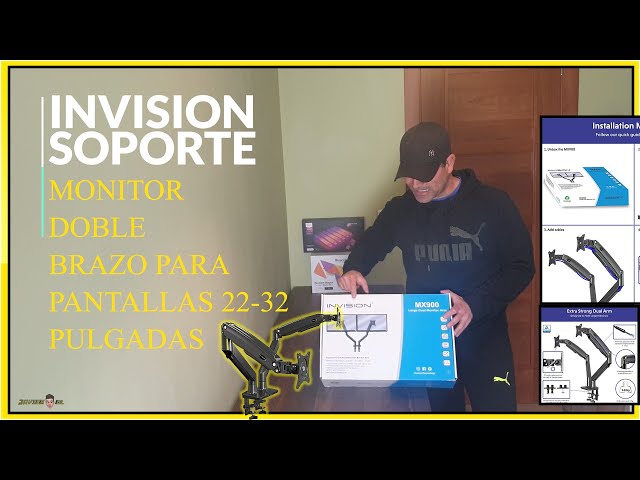 Vídeo relacionado con Invision Soporte Monitor Brazo para Pantallas 19-32 Pulgadas, VESA 75/100mm, Abrazadera Escritorio Soporte, Ajuste de Altura con Inclinación, Giratorio, Rotar, Capacidad Carga 2-9kg MX400 Brazo Doble