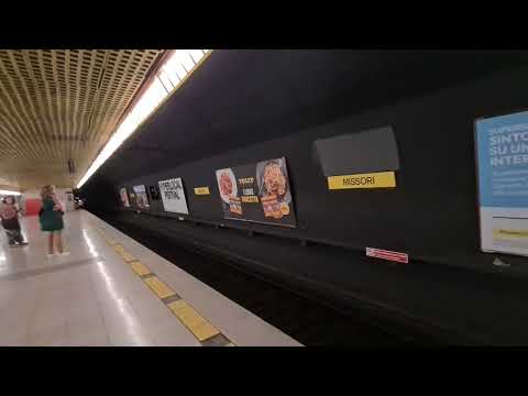 M3 Metro (subway yellow line) approaching Missori station in Milan