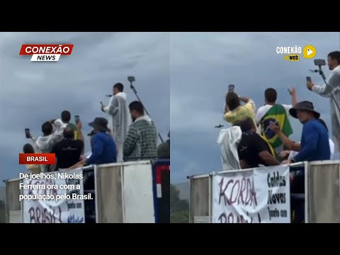 Vídeo: De joelhos, Nikolas Ferreira ora com a população pelo Brasil.