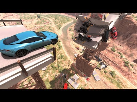 Collapsing Bridge Pileup Crashes - BeamNG DRIVE