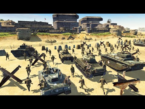 Largest German Beach SUPER FORTRESS Ever Defended! - Men of War: Robz Mod Battle Simulator