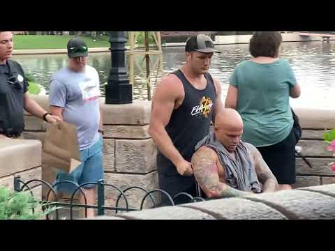 Drunk is wheeled out of Disney Epcot after loosing his dinner near the Rose and Crown.