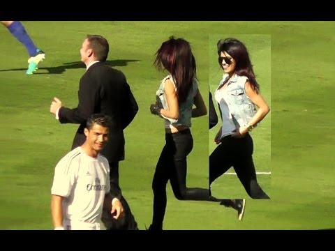 Priyanka Chopra + Cristiano Ronaldo at Dodger Stadium Los Angeles - Real Madrid vs Everton