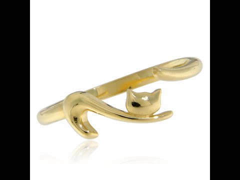 Inel Aur Galben 14k Pisica Cute Cat - Sarm si Originalitate