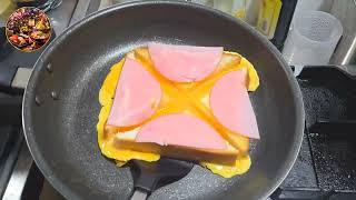 朝食が1発！革命的な食パン 簡単アレンジレシピ ハムたまごチーズサンド ワンパン 朝ごはん ランチ 目玉焼き 卵 ハムエッグ ライフハック 裏技 breakfast recipe viral