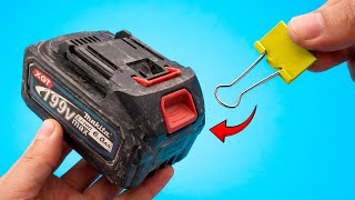 🔋Never Buy Drill Batteries Again! Use a Binder Clip and Watch What Happens!😱