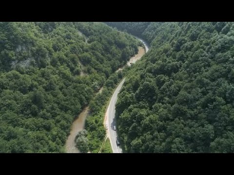 Car Convoy Up The Mountains  Stock Video