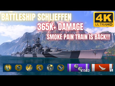 Battleship Schlieffen: SMOKE PAIN TRAIN in 2025 w/ 365K+ Damage  | World of Warships