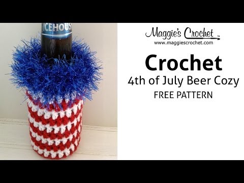 Patriotic Beer Cozy Free Crochet Pattern - Right Handed