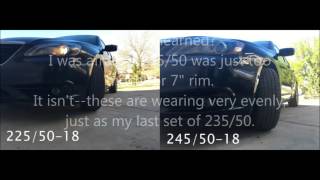 Comparison of Tire Sizes on 2013 Chrysler 200S 225/50-18 to 245/50-18