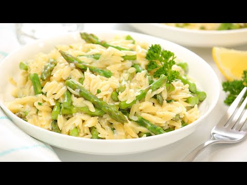 Creamy Orzo with Asparagus | One Pot + Family Friendly Dinner Recipe!