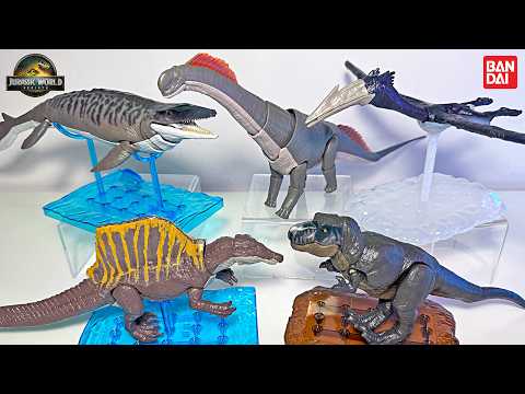 NEW Jurassic World Rebirth Dinosaurs! Bandai Planosaurus Titanosaurus Spinosaurus T-Rex Mosasaurus