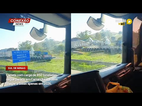 Vídeo: Carreta com carga de 850 toneladas segue parada em Camanducaia deve chegar a Goiás apenas em 2026.