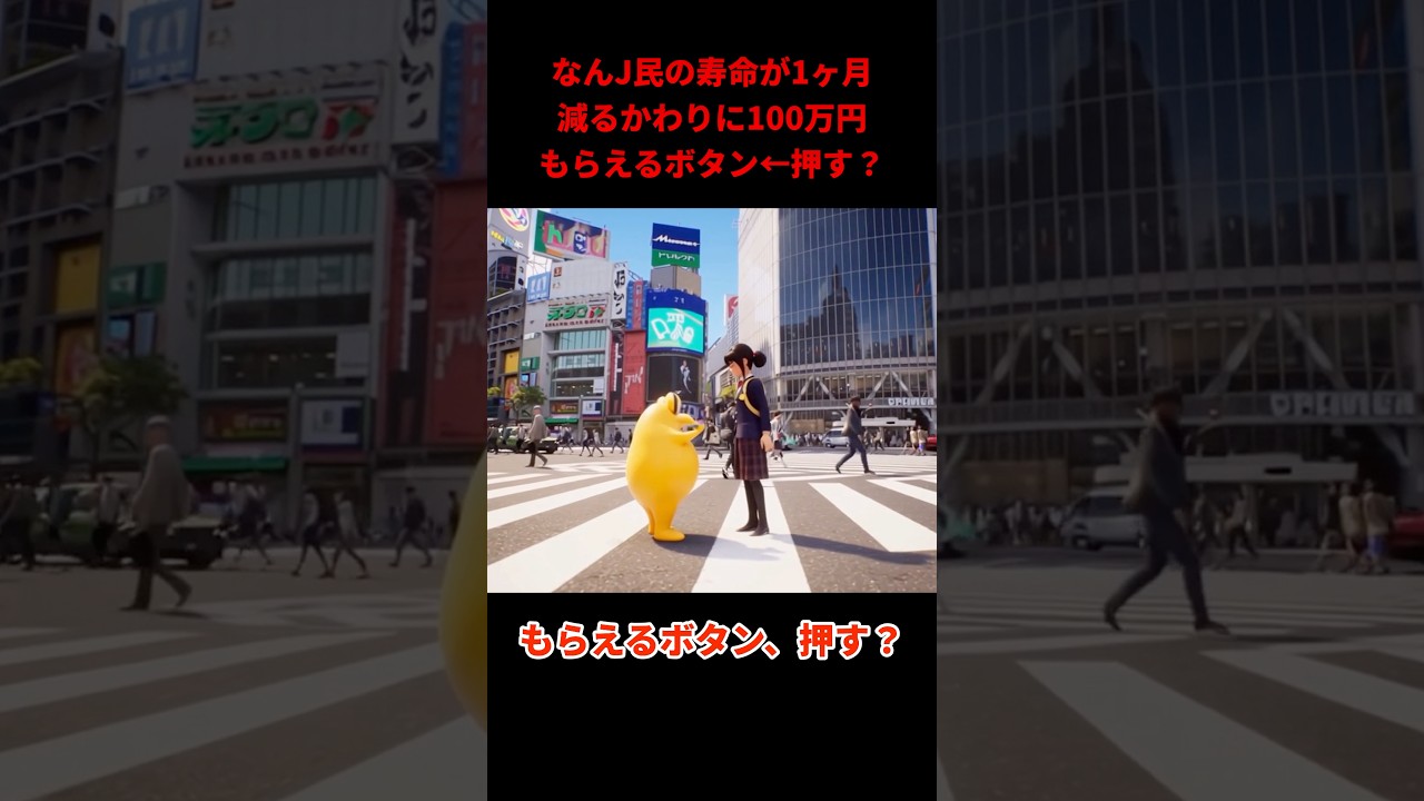 なんJ民の寿命が1ヶ月減るかわりに100万円もらえるボタン←押す？ #shorts