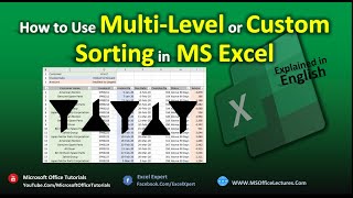 Multi-Level or Custom Sorting in MS Excel | Excel Tutorial to Arrange & Sort Data at Multi Levels