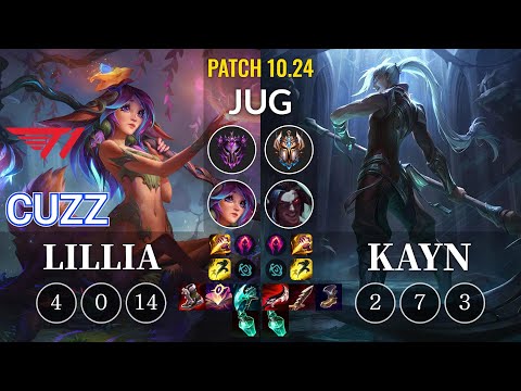 T1 Cuzz Lillia vs Kayn Jungle - KR Patch 10.24