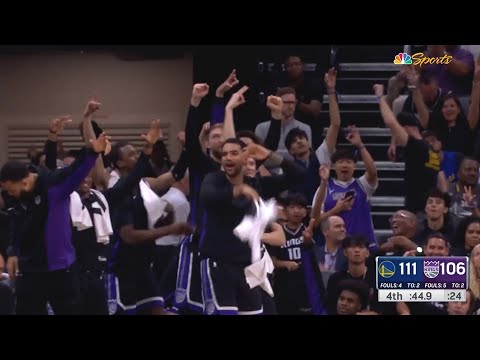 Alex Len makes Kings' bench go wild after hitting a 3 pointer in a clutch vs gsw