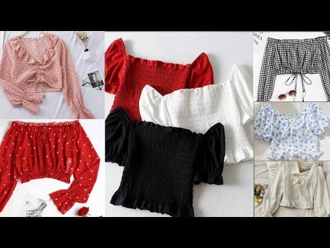 Crop top puff sleeve design ideas | Stylish tops design collection |