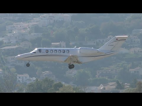 Cessna 525A CitationJet CJ2+ | Sylt Air | D-IGWT | Landing at Cannes [4K]