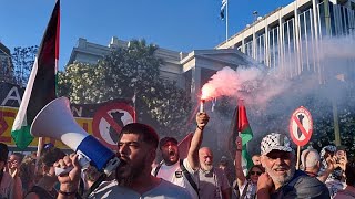 Atina'da İsrail büyükelçiliği önünde protesto yürüyüşü yapıldı