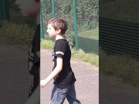 Kazcat playing football with mick blaze