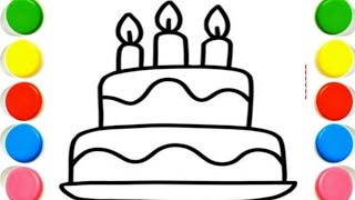 Birthday Cake Drawing Easy | Draw Birthday Cake Step by Step || Candle Drawing 