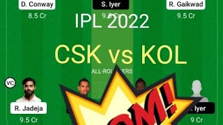 CSK vs KOL , KOL vs CSK, Chennai Super Kings vs Kolkata, CSK vs KKR,CSK vs KOL Dream11