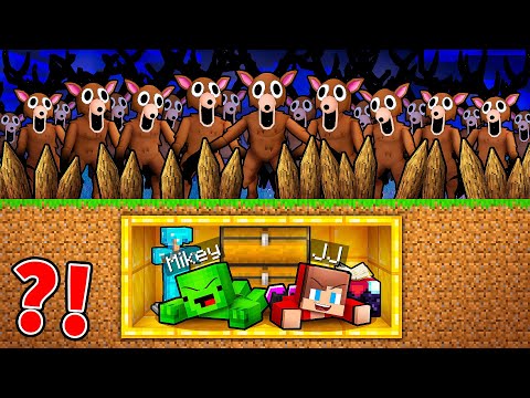 JJ and Mikey Security Bunker vs 99 Nights In The Forest Army Battle in Minecraft - Maizen