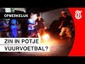 Bizar spelletje: kinderen voetballen met vuurbal