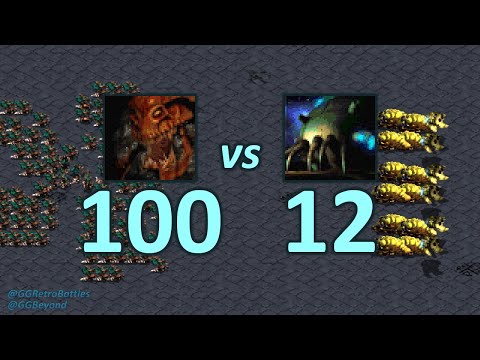 100 Hydralisks vs 12 Reavers - Janky vs Working Scarabs - StarCraft Retro Battles