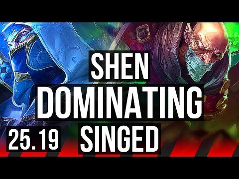 SHEN vs SINGED (TOP) | 8 solo kills, 12/2/4, Dominating | EUNE Master | 25.19