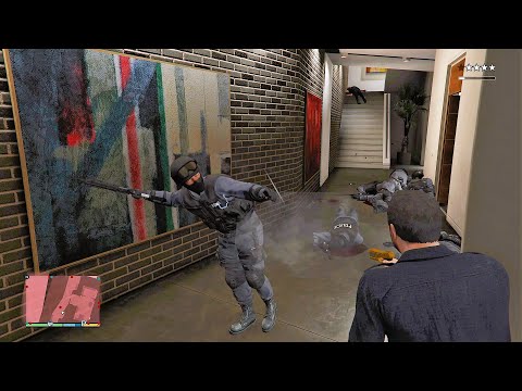 GTA 5 - Michael’s Five Star Cop Battle At Franklin’s House