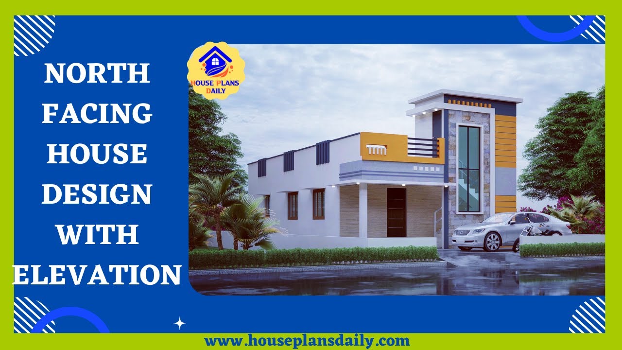 North Facing  Simple House Design With Elevation | Double Bedroom House Plan