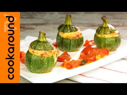 Zucchine ripiene di scamorza e prosciutto cotto