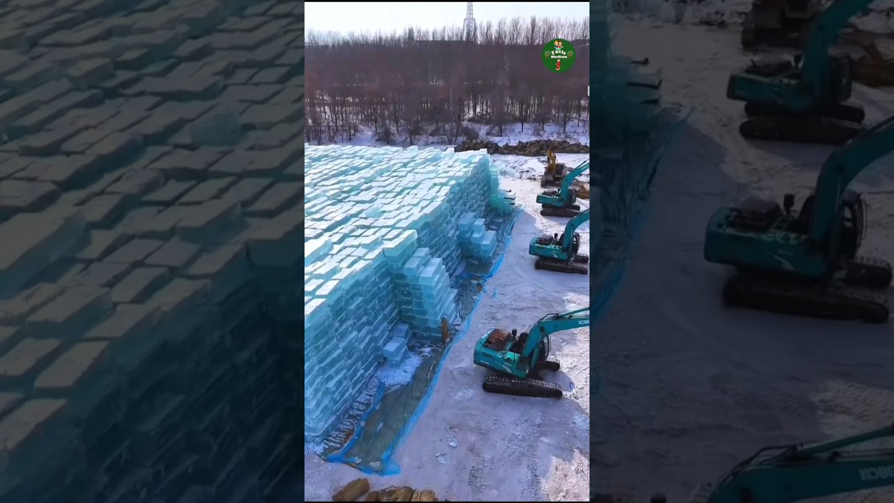 Ice Cutting For The Harbin Snow Festival In China #shorts #ytshorts
