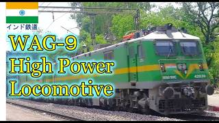 インド鉄道貨物の主力!WAG-9型機関車2連発 Indian Railway WAG-9 Locomotive crossing