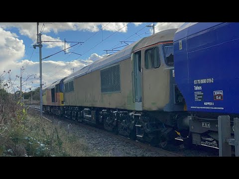 GBRf 69003 appears unpainted on a Drax working + other freight and services (30/10/21)