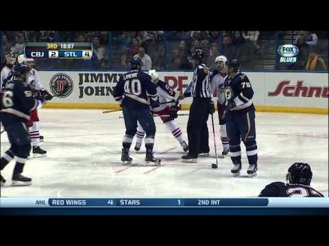 Patrik Berglund tip in goal 4-2 Columbus Blue Jackets vs St. Louis Blues 1/4/14 NHL Hockey