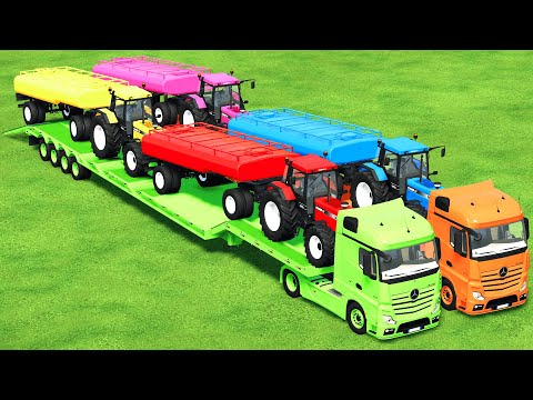 MERCEDES TRUCKS TRANSPORTING CASE TRACTORS ! Farming Simulator 22