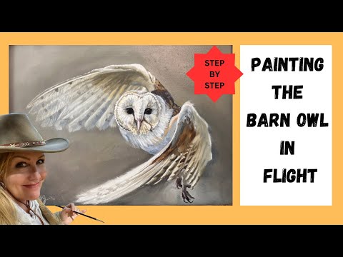 PAINTING REALISTIC BIRDS IN FLIGHT- barn owl -Suzanne Barrett Justis