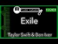 Exile (HIGHER +3) - Taylor Swift (feat. Bon Iver) Piano Karaoke Instrumental