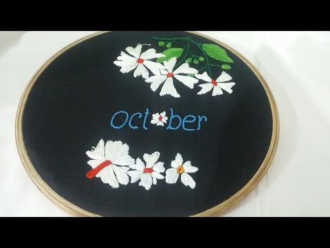 Hand embroidery-shiuli flower/night jasmine/ শেৱালী ফুল/ Nyctanthes arbor tristis|夜茉莉花